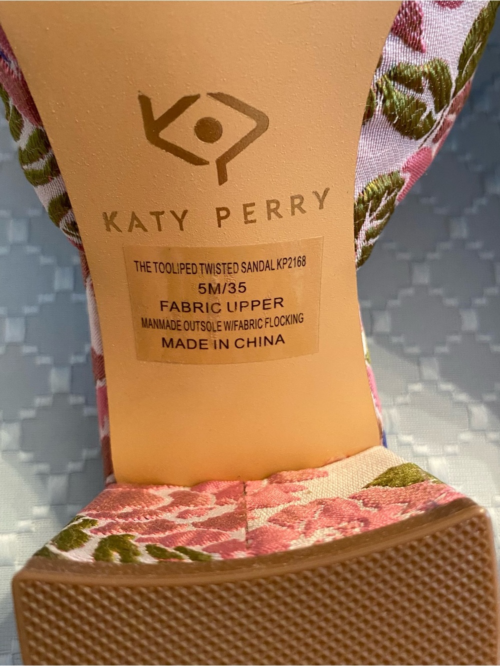 Katy Perry Collections Pink Floral Twist Heels with Rhinestones Size 5 Shoes - Picture 5 of 11
